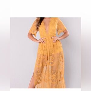 FASHION NOVA | marigold lace Sheer Maxi Dress